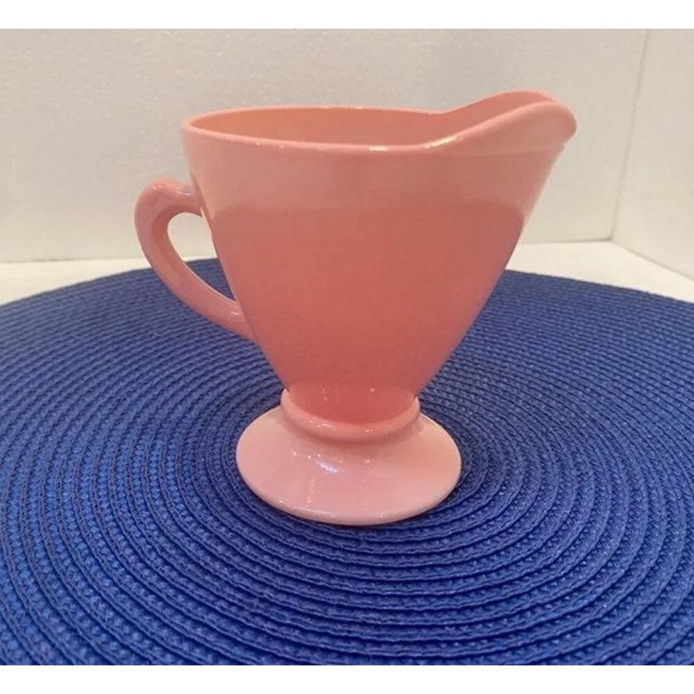 Hazel Atlas Creamer Ovide Platonite Vintage Pink Rose